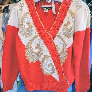 Red and Cream Sweater